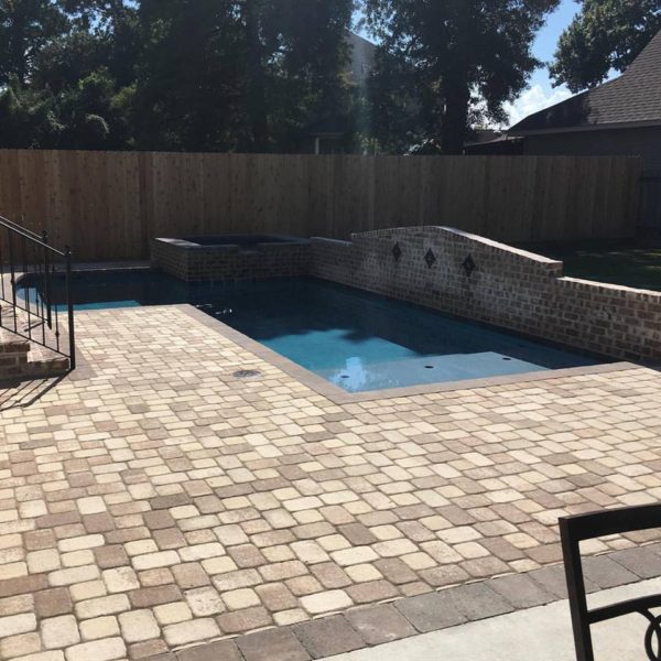 Metairie swimming pool brick wall Crystal Pools and Spas